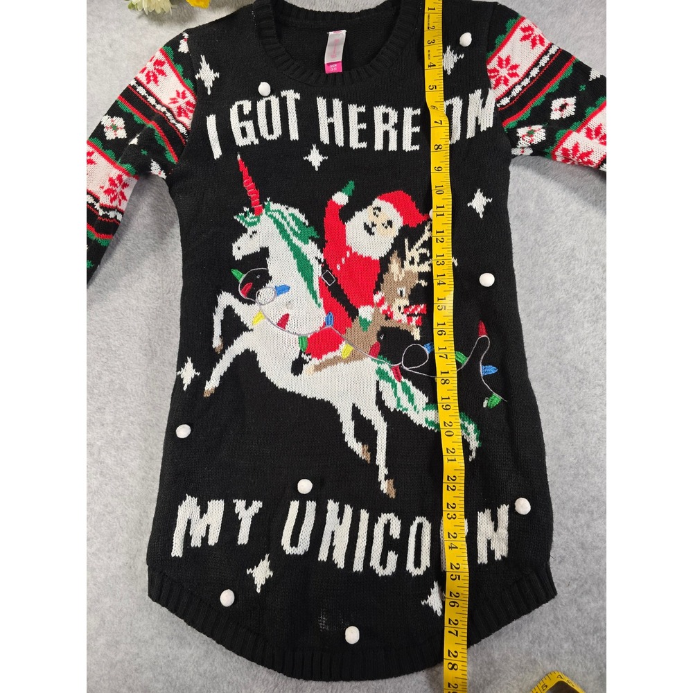 No‎ Boundaries Knit Ugly Christmas Sweater Size Small Santa Unicorn - Picture 8 of 9